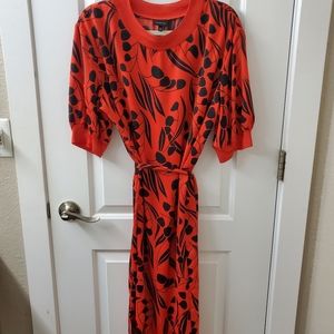 Red print dress